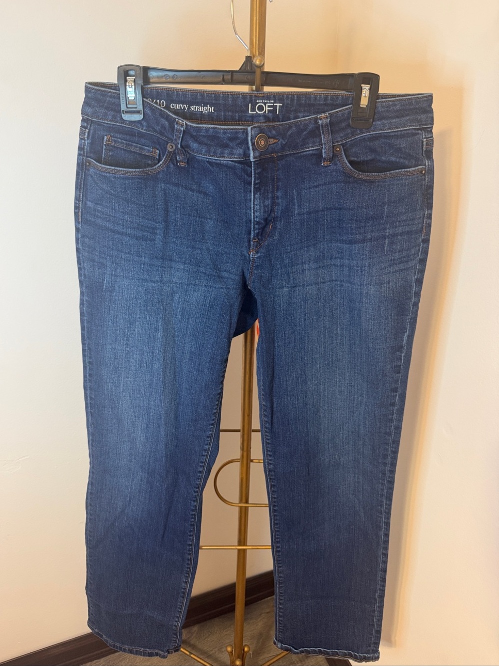 LOFT Women's Dark Blue Curvy Straight Jeans